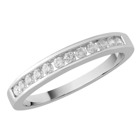 Channel set round brilliant cut diamonds set on top half of a white gold ring.\\n\\n11/03/2016 16:59