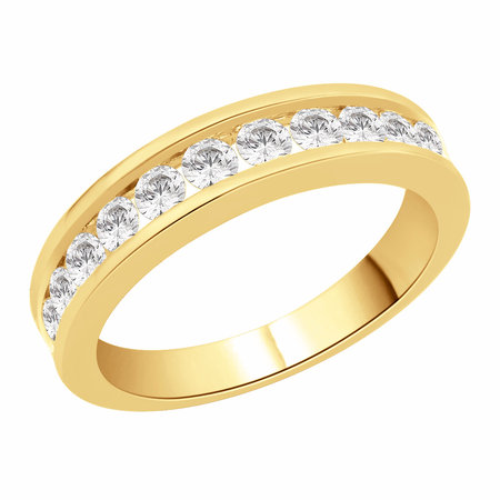 Channel set round brilliant cut diamonds set on top half of a yellow gold ring.\\n\\n11/03/2016 16:59
