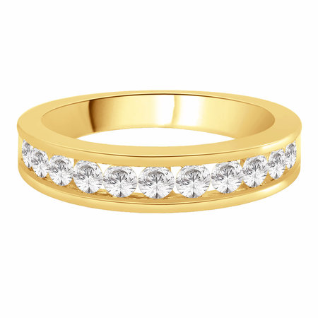 Channel set round brilliant cut diamonds set on top half of a yellow gold ring.\\n\\n11/03/2016 16:59