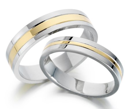 White and yellow gold wedding bands. Matching his and hers.\\n\\n07/02/2017 11:07