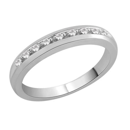 Channel claw set round brilliant cut diamonds set on top quarter of white gold band.\\n\\n11/03/2016 16:59