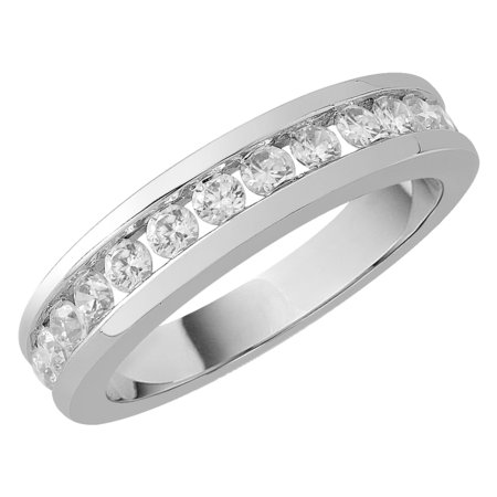 Channel set round brilliant cut diamonds set on top half of white gold band.\\n\\n11/03/2016 16:59