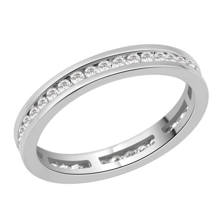Channel set round brilliant cut diamonds set on top half of a white gold ring.\\n\\n11/03/2016 17:00