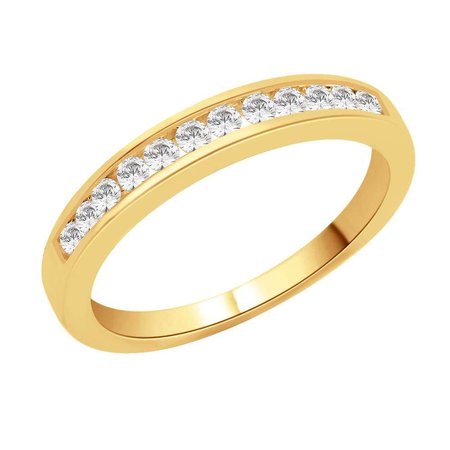 Channel set round brilliant cut diamonds set on top third of a yellow gold ring.\\n\\n11/03/2016 17:00